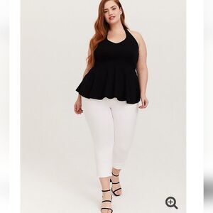 Torrid NWT 4X Plus Size Black Tank Top Peplum Halter Flowy Blouse Curvy Fashion
